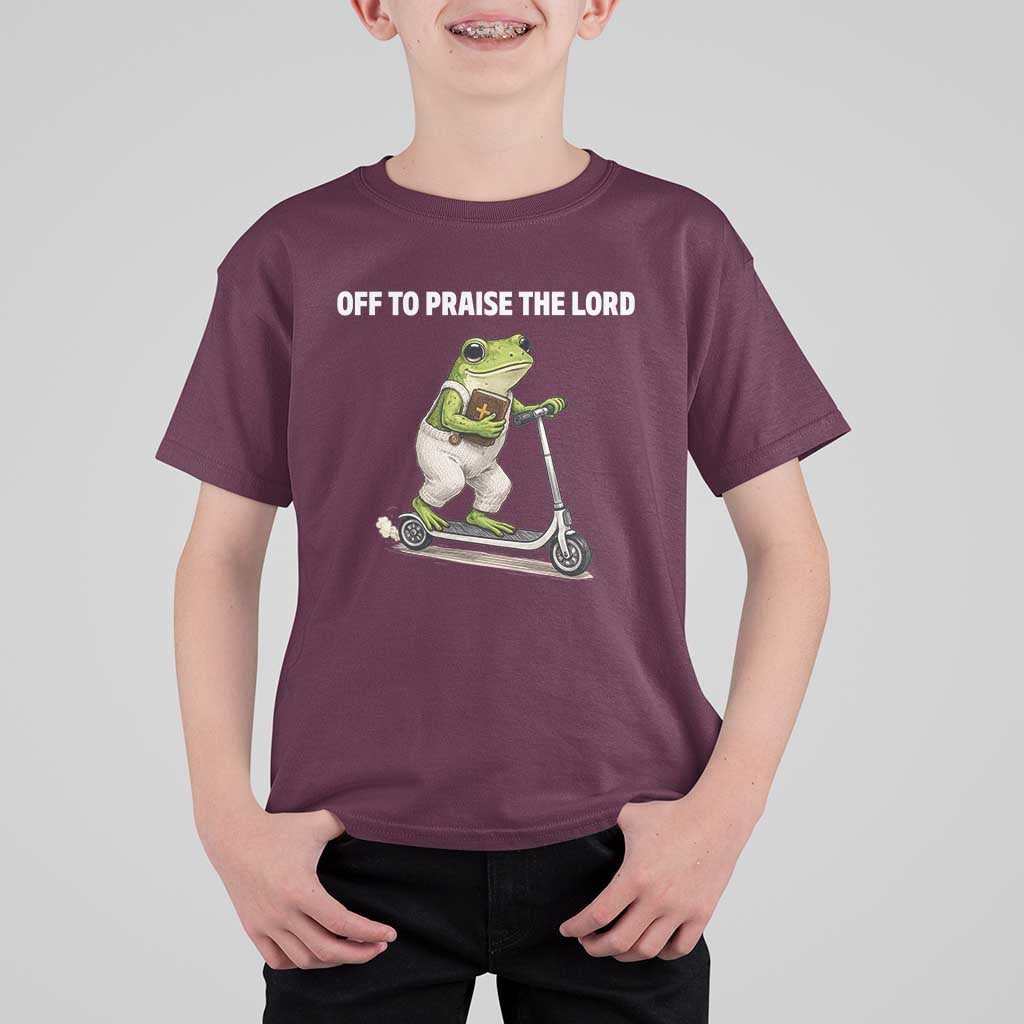 Funny Christian Frog T Shirt For Kid Off To Praise The Lord