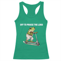 Funny Christian Frog Racerback Tank Top Off To Praise The Lord