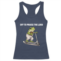 Funny Christian Frog Racerback Tank Top Off To Praise The Lord