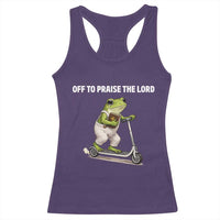 Funny Christian Frog Racerback Tank Top Off To Praise The Lord