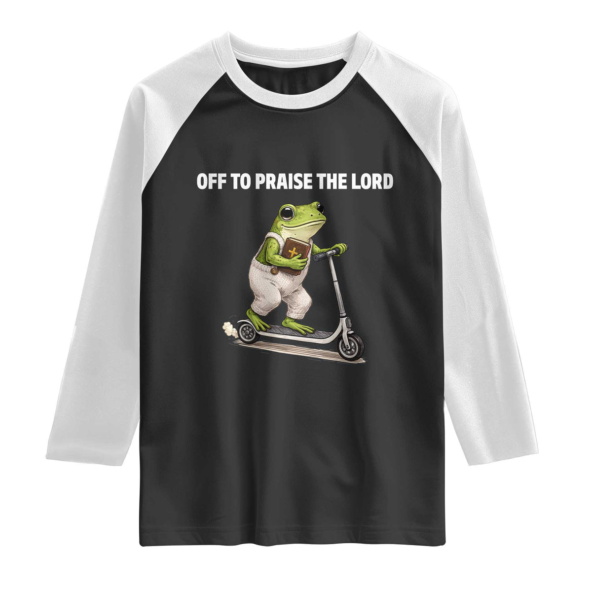 Funny Christian Frog Raglan Shirt Off To Praise The Lord