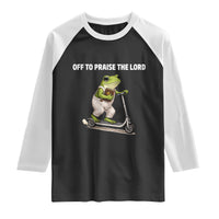 Funny Christian Frog Raglan Shirt Off To Praise The Lord