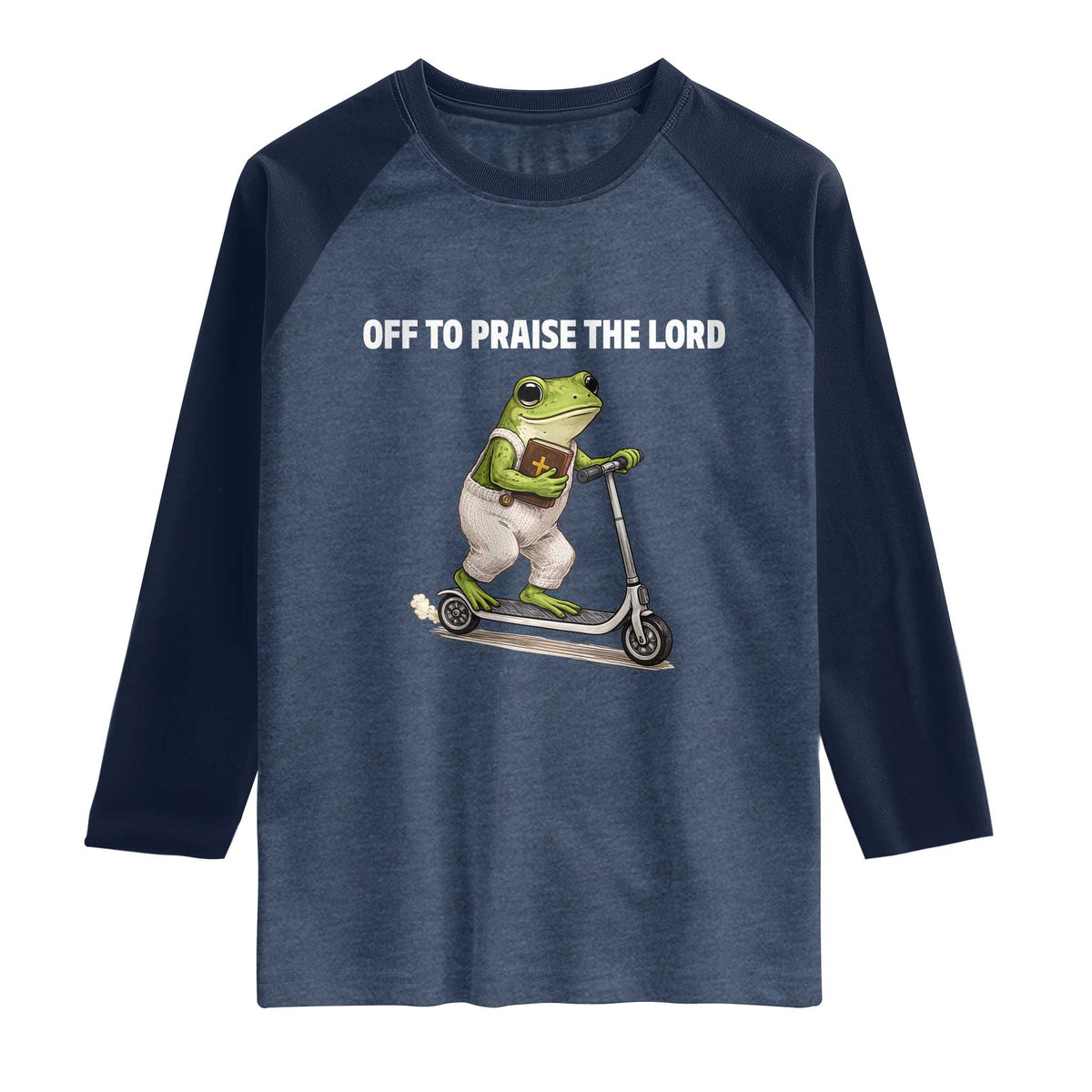 Funny Christian Frog Raglan Shirt Off To Praise The Lord