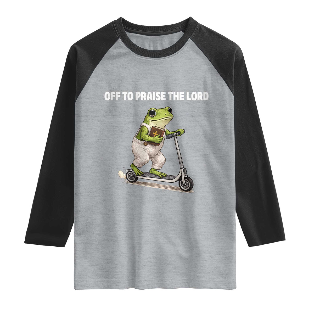 Funny Christian Frog Raglan Shirt Off To Praise The Lord