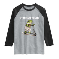 Funny Christian Frog Raglan Shirt Off To Praise The Lord