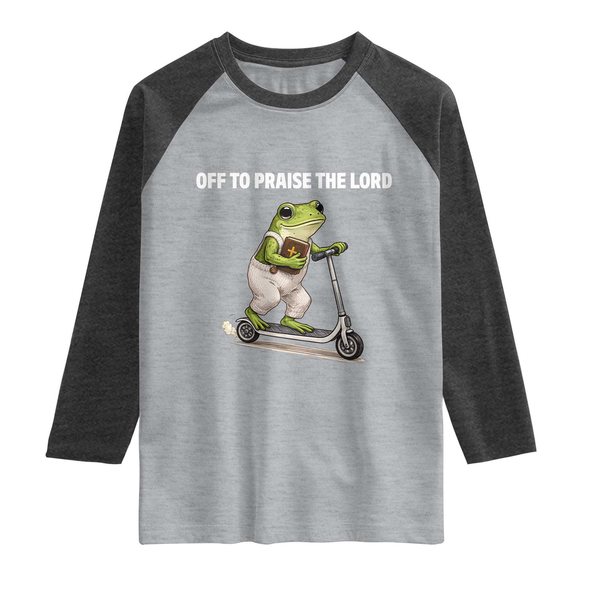 Funny Christian Frog Raglan Shirt Off To Praise The Lord
