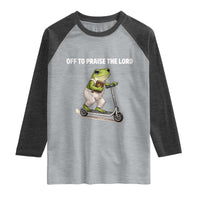 Funny Christian Frog Raglan Shirt Off To Praise The Lord