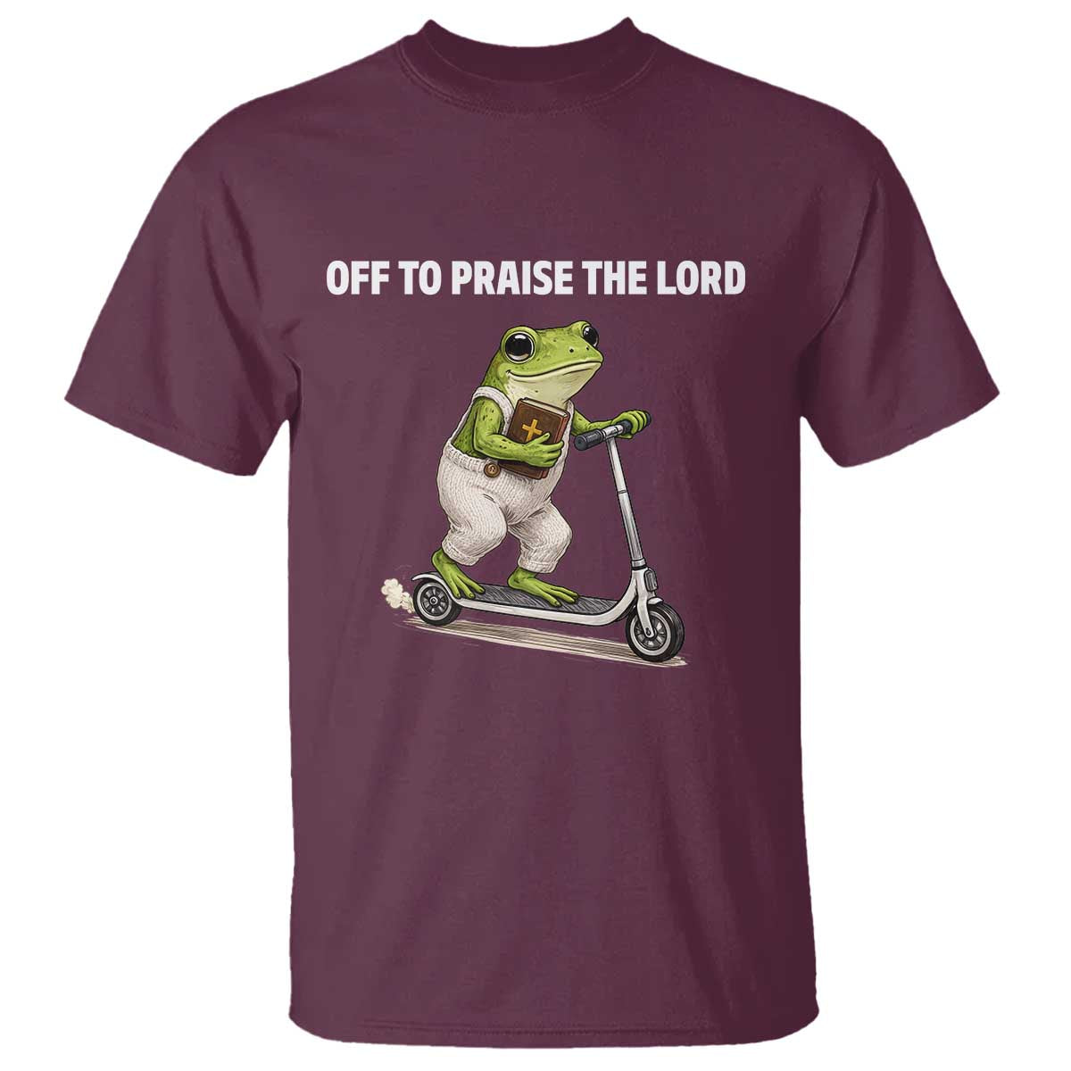Funny Christian Frog T Shirt Off To Praise The Lord