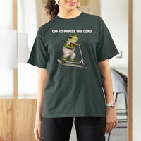Funny Christian Frog T Shirt For Women Off To Praise The Lord