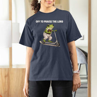 Funny Christian Frog T Shirt For Women Off To Praise The Lord