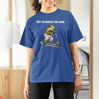 Funny Christian Frog T Shirt For Women Off To Praise The Lord