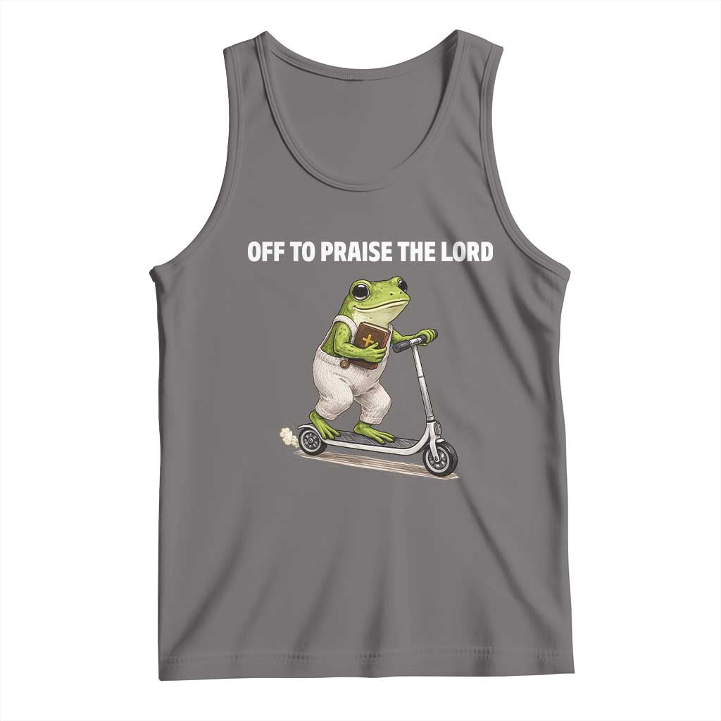 Funny Christian Frog Tank Top Off To Praise The Lord