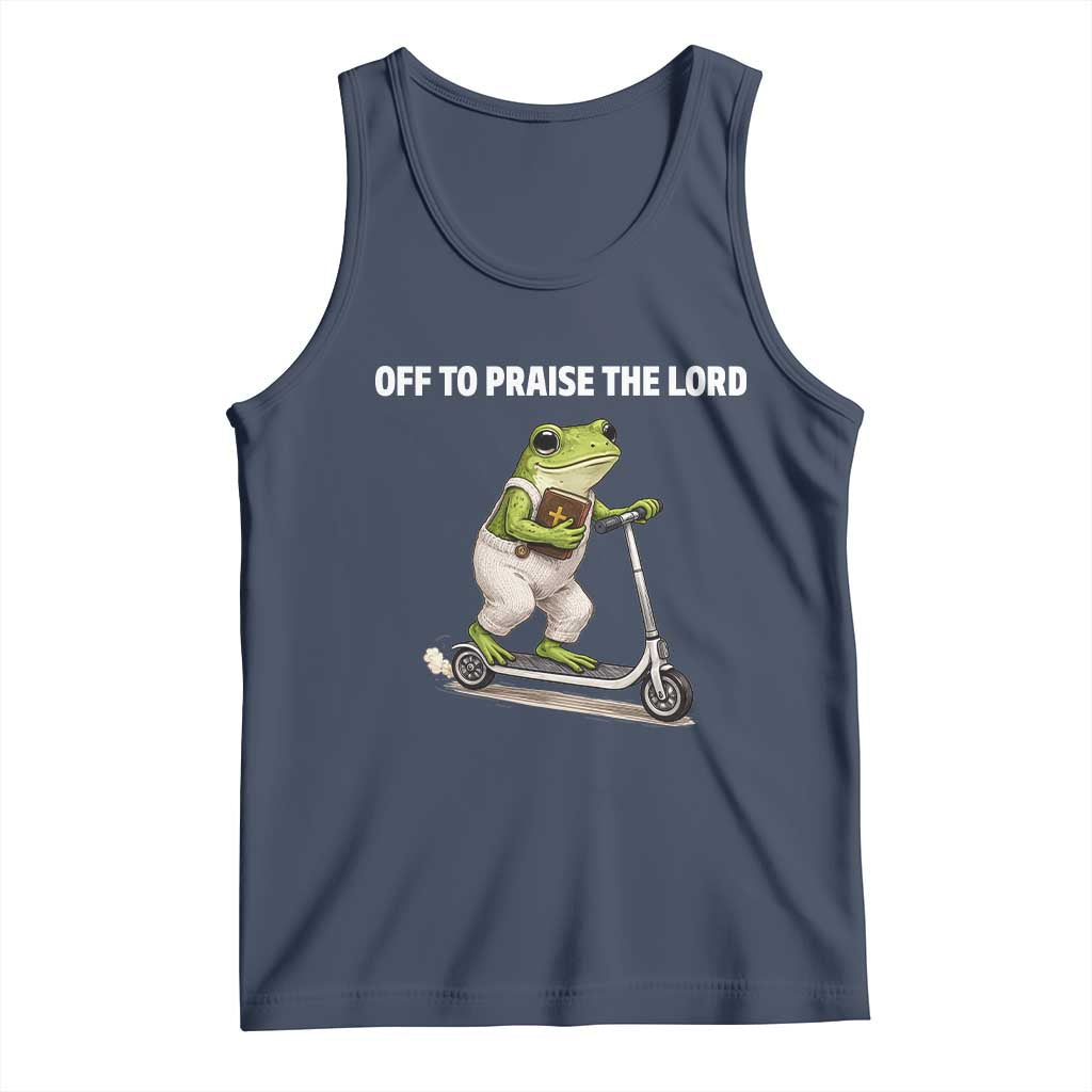 Funny Christian Frog Tank Top Off To Praise The Lord