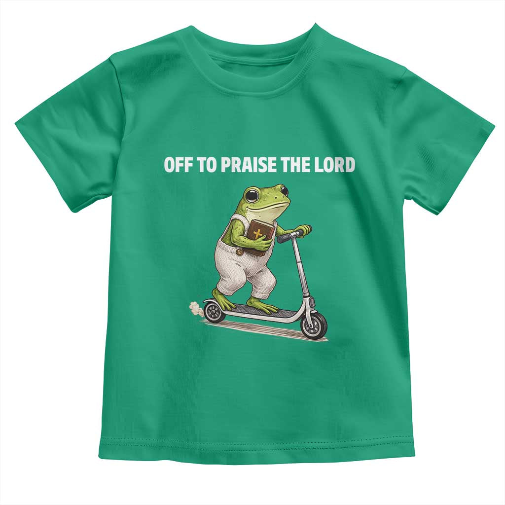 Funny Christian Frog Toddler T Shirt Off To Praise The Lord