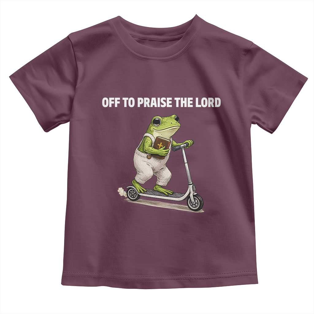 Funny Christian Frog Toddler T Shirt Off To Praise The Lord