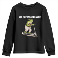 Funny Christian Frog Youth Sweatshirt Off To Praise The Lord
