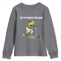 Funny Christian Frog Youth Sweatshirt Off To Praise The Lord