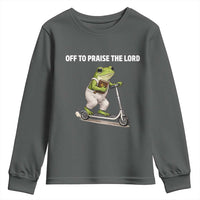 Funny Christian Frog Youth Sweatshirt Off To Praise The Lord