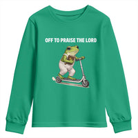 Funny Christian Frog Youth Sweatshirt Off To Praise The Lord