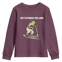 Funny Christian Frog Youth Sweatshirt Off To Praise The Lord