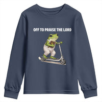Funny Christian Frog Youth Sweatshirt Off To Praise The Lord