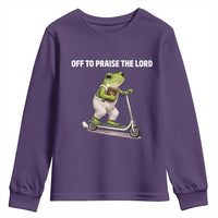 Funny Christian Frog Youth Sweatshirt Off To Praise The Lord