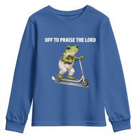 Funny Christian Frog Youth Sweatshirt Off To Praise The Lord