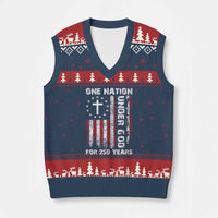 250 Years Anniversary V-Neck Knit Sweater Vest 250th Independence Day Freedom One Nation Under God US Flag