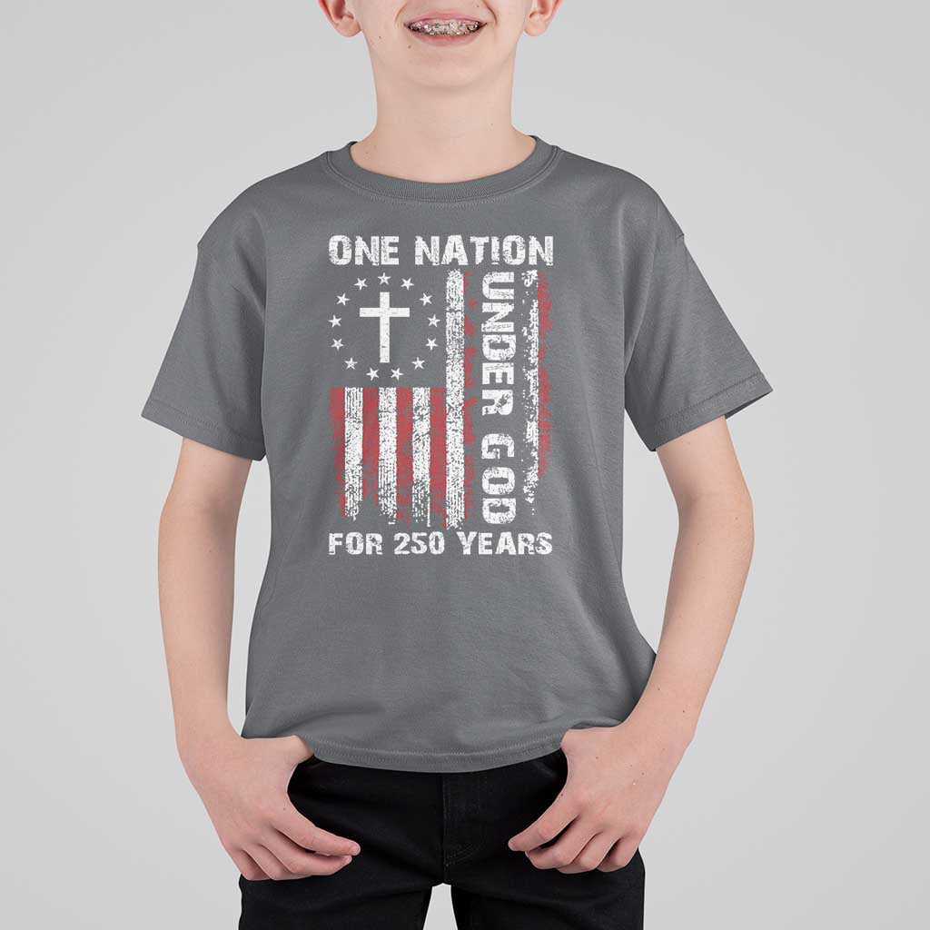 250 Years Anniversary T Shirt For Kid 250th Independence Day Freedom One Nation Under God US Flag
