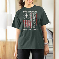 250 Years Anniversary T Shirt For Women 250th Independence Day Freedom One Nation Under God US Flag