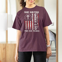 250 Years Anniversary T Shirt For Women 250th Independence Day Freedom One Nation Under God US Flag