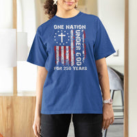 250 Years Anniversary T Shirt For Women 250th Independence Day Freedom One Nation Under God US Flag