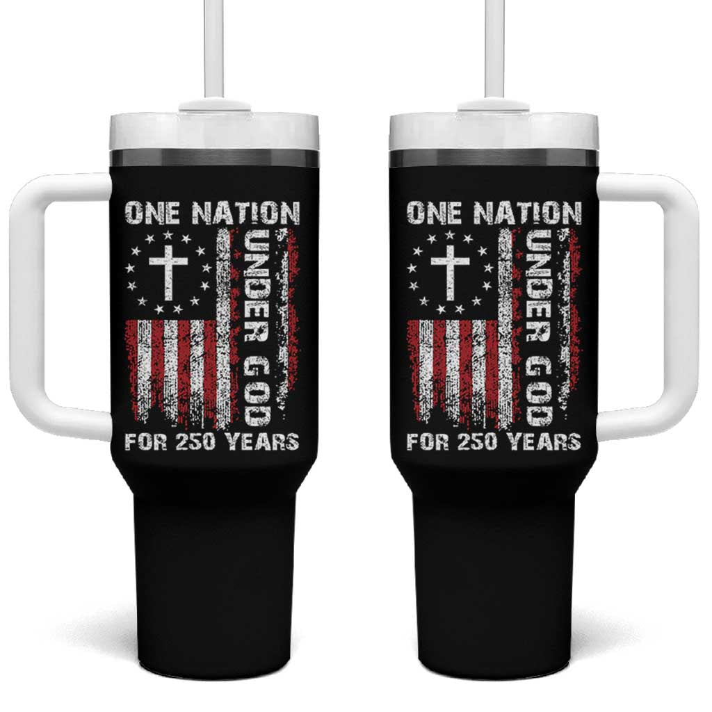 250 Years Anniversary Tumbler With Handle 250th Independence Day Freedom One Nation Under God US Flag