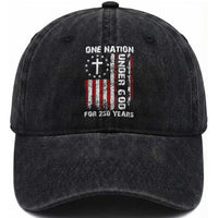250 Years Anniversary Washed Cotton Baseball Cap 250th Independence Day Freedom One Nation Under God US Flag