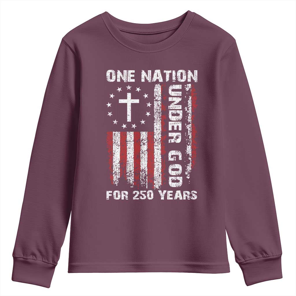 250 Years Anniversary Youth Sweatshirt 250th Independence Day Freedom One Nation Under God US Flag