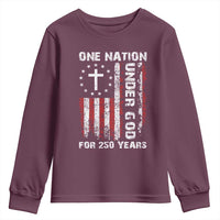 250 Years Anniversary Youth Sweatshirt 250th Independence Day Freedom One Nation Under God US Flag