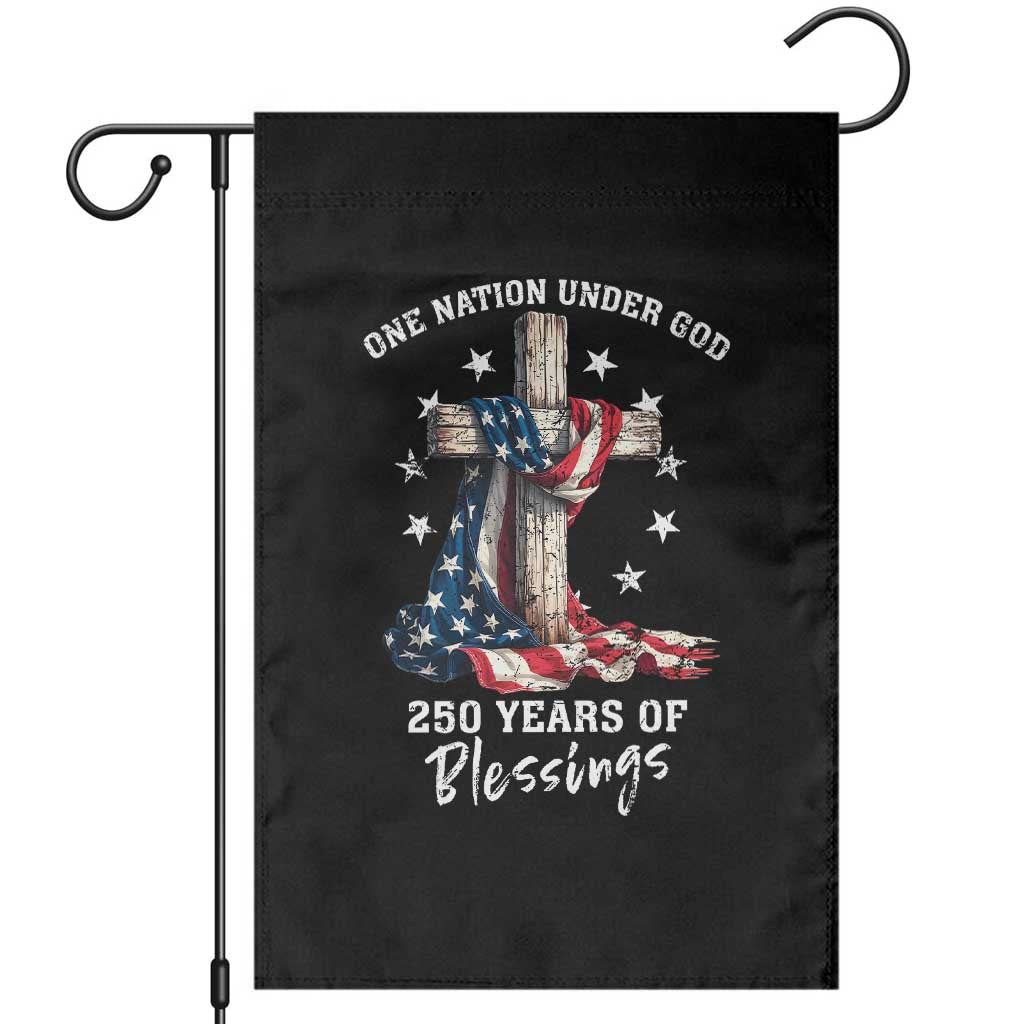 250th Anniversary USA Garden Flag One Nation Under God US 250 Flag Cross 4th Of July