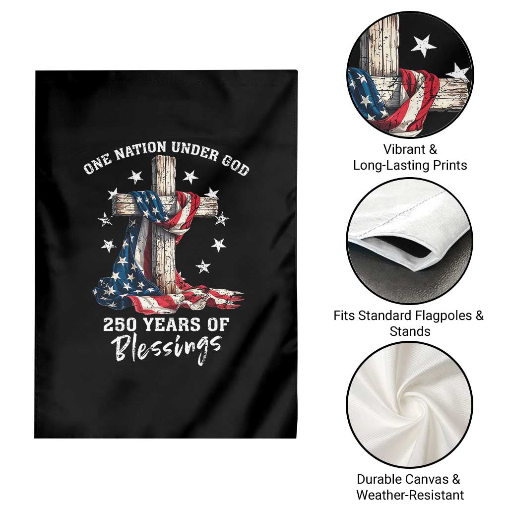 250th Anniversary USA Garden Flag One Nation Under God US 250 Flag Cross 4th Of July