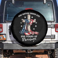 250th Anniversary USA Spare Tire Cover One Nation Under God US 250 Flag Cross 4th Of July