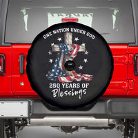 250th Anniversary USA Spare Tire Cover One Nation Under God US 250 Flag Cross 4th Of July