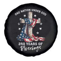 250th Anniversary USA Spare Tire Cover One Nation Under God US 250 Flag Cross 4th Of July