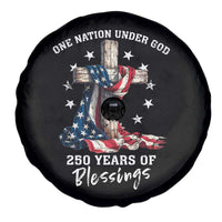250th Anniversary USA Spare Tire Cover One Nation Under God US 250 Flag Cross 4th Of July