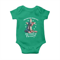 250th Anniversary USA Baby Onesie One Nation Under God US 250 Flag Cross 4th Of July