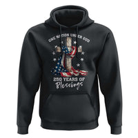 250th Anniversary USA Hoodie One Nation Under God US 250 Flag Cross 4th Of July