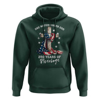 250th Anniversary USA Hoodie One Nation Under God US 250 Flag Cross 4th Of July