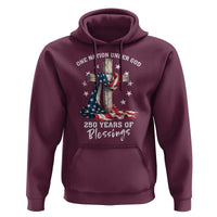 250th Anniversary USA Hoodie One Nation Under God US 250 Flag Cross 4th Of July