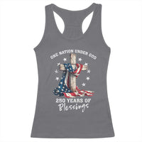 250th Anniversary USA Racerback Tank Top One Nation Under God US 250 Flag Cross 4th Of July
