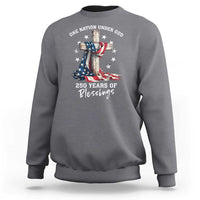 250th Anniversary USA Sweatshirt One Nation Under God US 250 Flag Cross 4th Of July