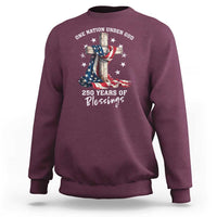 250th Anniversary USA Sweatshirt One Nation Under God US 250 Flag Cross 4th Of July