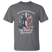 250th Anniversary USA T Shirt One Nation Under God US 250 Flag Cross 4th Of July
